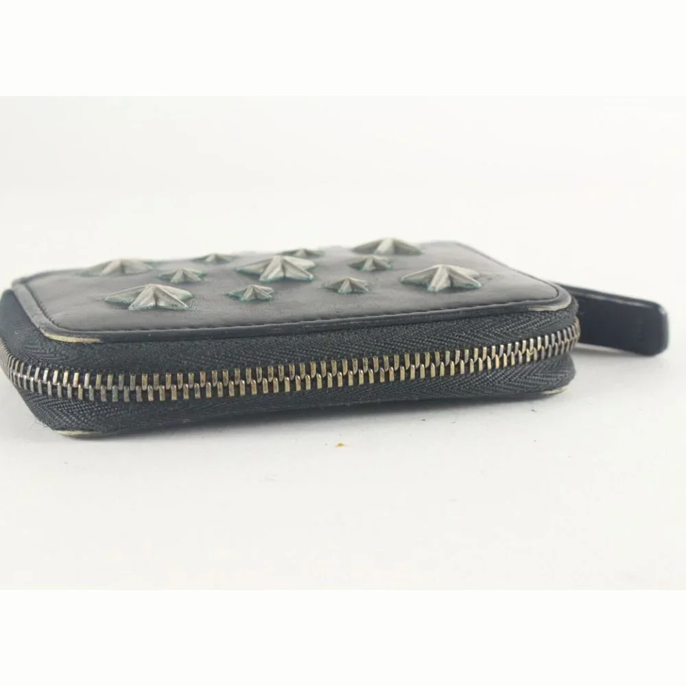 JIMMY CHOO Black Leather Star Zippy Wallet 1JC726K